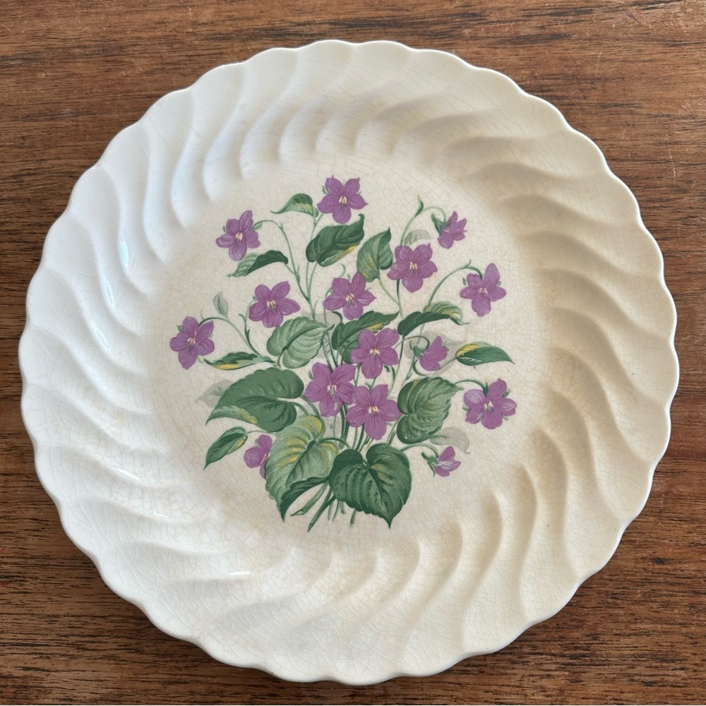 Vintage Royal China Royal Violet Plate Floral Print Large Plate